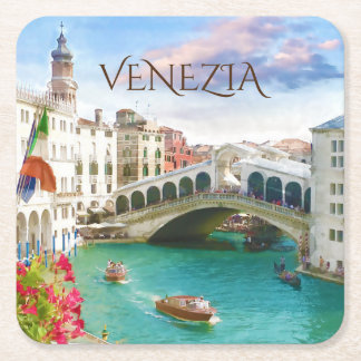 Rialto-Brücke in Venezia | Venedig, Italien Kühler Rechteckiger Pappuntersetzer