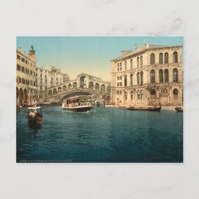 Rialto-Brücke und Grand Canal, Venedig, Italien Postkarte (Vorderseite)