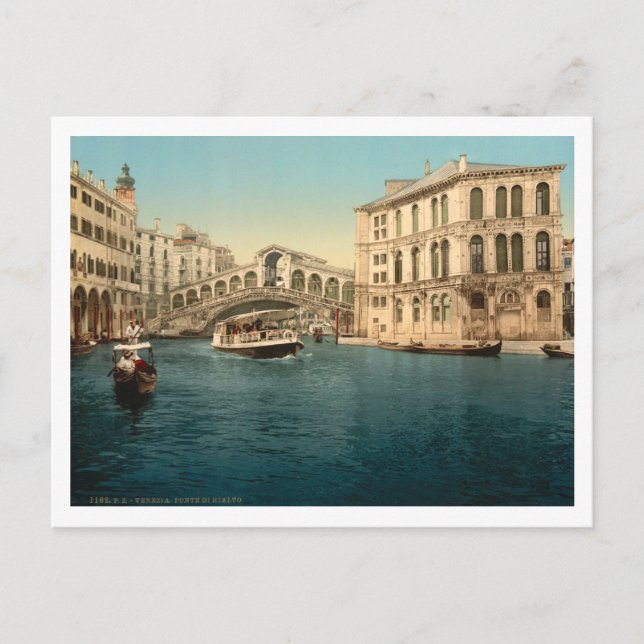 Rialto-Brücke und Grand Canal, Venedig, Italien Postkarte (Vorderseite)
