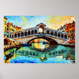 Rialtobrücke Aquarell Poster