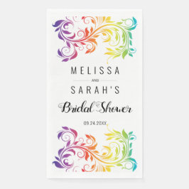 Rianbow-Farb-Scrollblatt lesbisches Brautparty Serviette