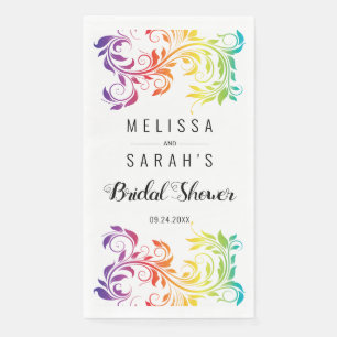 Rianbow-Farb-Scrollblatt lesbisches Brautparty Serviette