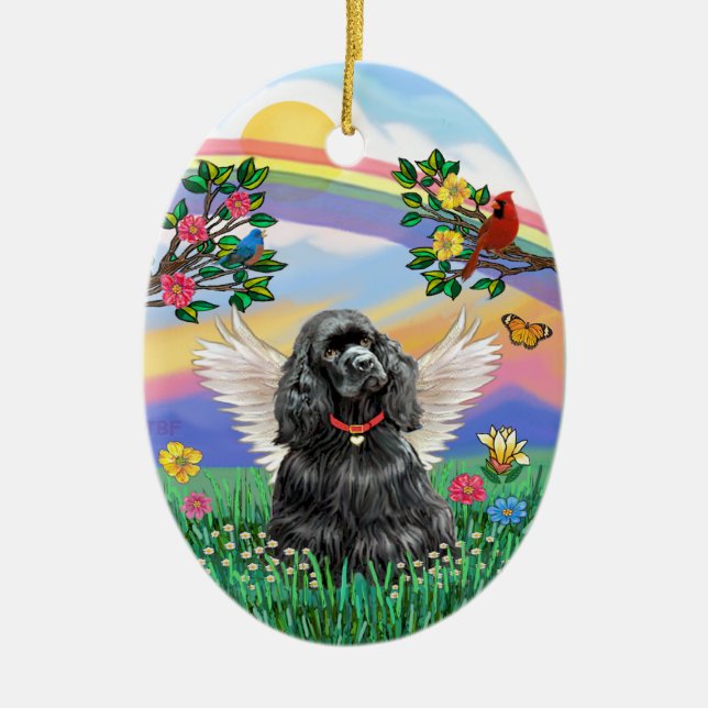 Rianbow Life - Black Cocker Spaniel Keramik Ornament (Vorne)