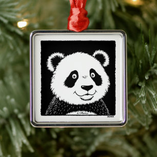 Riant Panda Bear Ornament Aus Metall