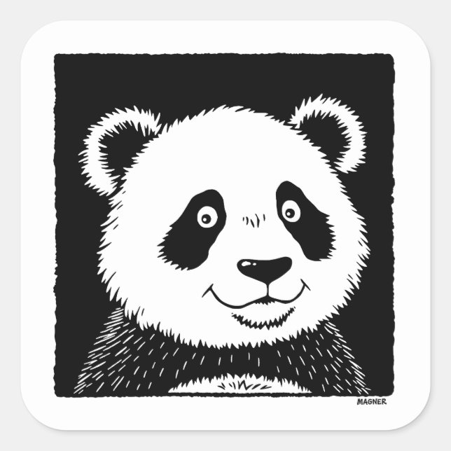 Riant Panda Bear Quadratischer Aufkleber (Vorderseite)
