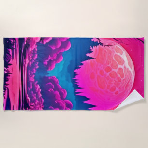 Riant Pink Moon Art Strandtuch