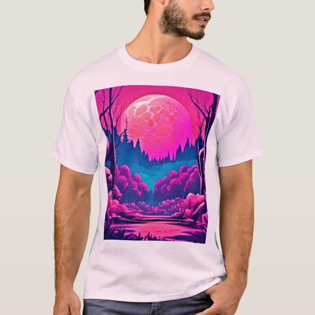 Riant Pink Moon Art T-Shirt (Vorderseite)