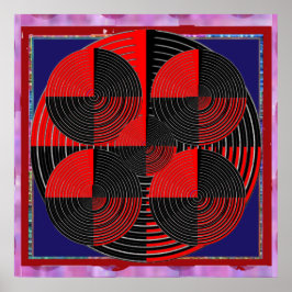 Riant Red Black Silver Line Live Chakra Mandala Poster