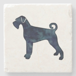 Riant Schnauzer Dog Black Watercolor Silhouette Steinuntersetzer