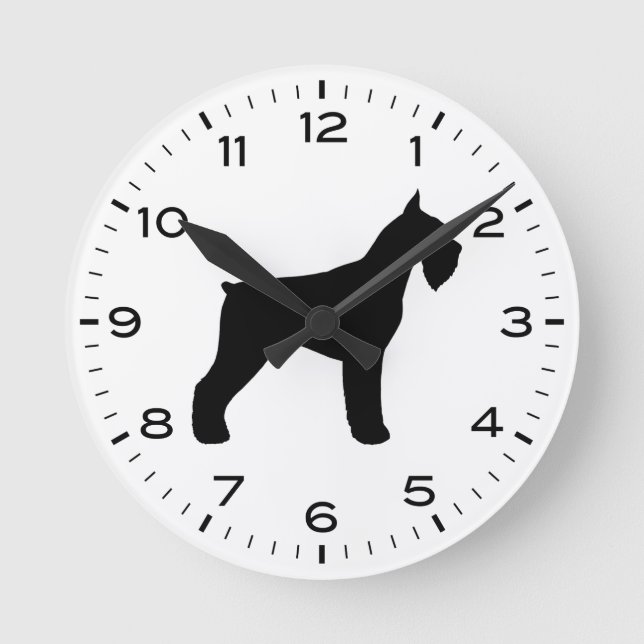 Riant Schnauzer Dog Breed Silhouette Runde Wanduhr (Vorderseite)