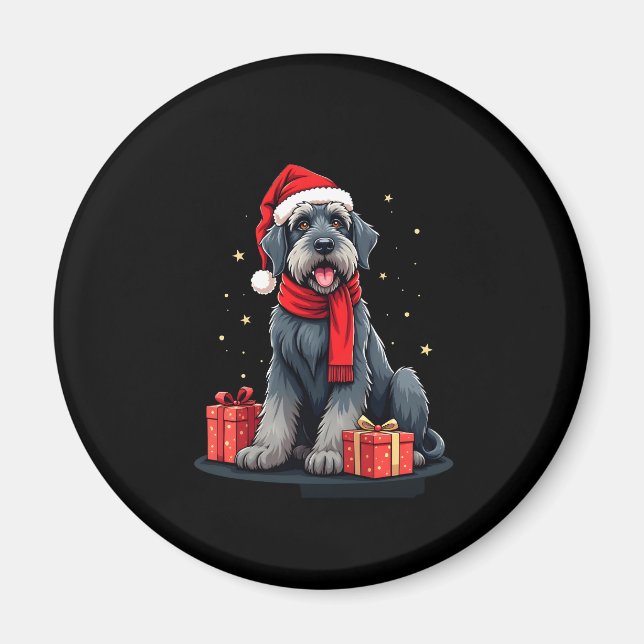 Riant Schnauzer Dog Weihnachtsfeiern Party Sant. Magnet (Vorne)