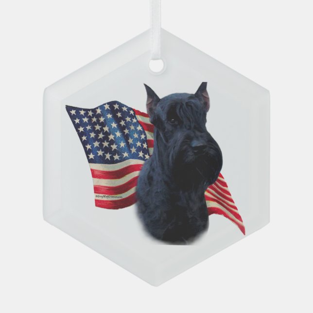 Riant Schnauzer Flag Ornament Aus Glas (Vorderseite)