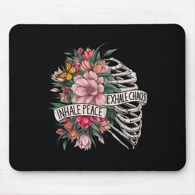 Rib Cage Inhalieren Frieden Exhale Chaos psychisch Mousepad (Vorne)