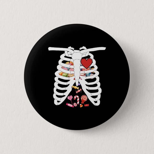 Rib Cage Röntgen Candy Funny Halloween Kostümkids Button (Vorderseite)