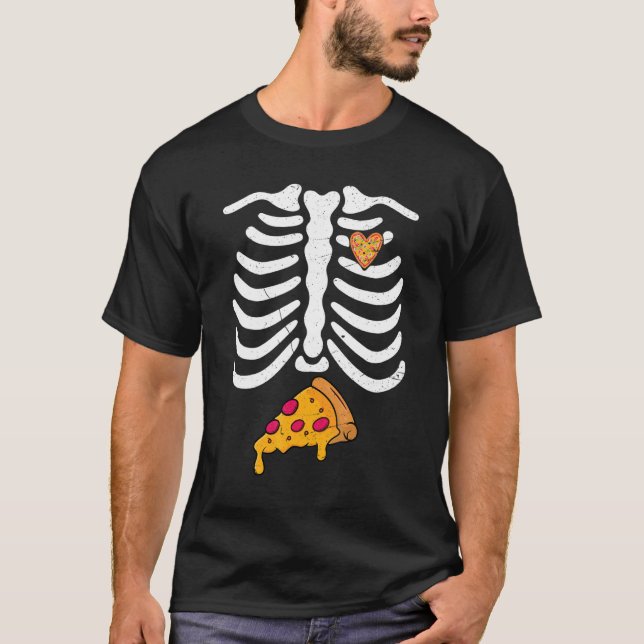 Rib Cage Skeleton X Ray Pizza Halloween Kostüm T-Shirt (Vorderseite)