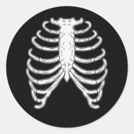 Rib Cage Skelettknochen Halloween Schwarz-Weiß Runder Aufkleber