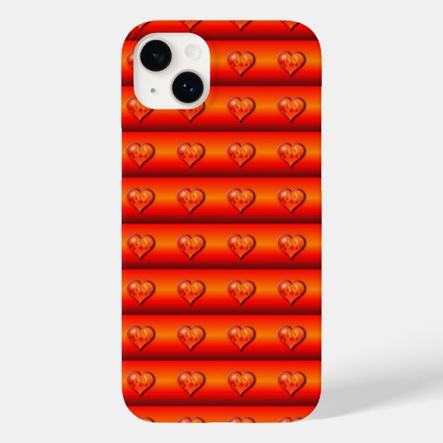 Ribbed Flaming Hearts Case-Mate iPhone Hülle (Rückseite)