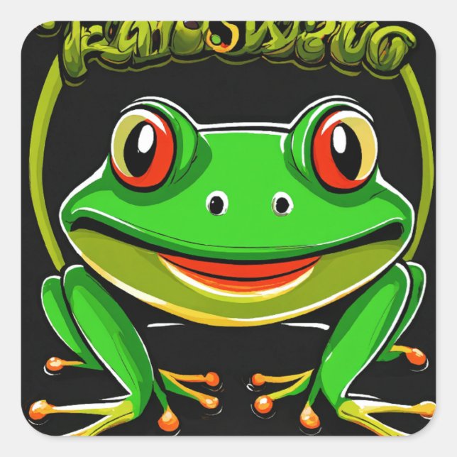 Ribbit and Roll: The Funky Frog Sticker"? Quadratischer Aufkleber (Vorderseite)