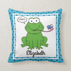 Ribbit der Frosch, personalisierter das w-Name des Kissen