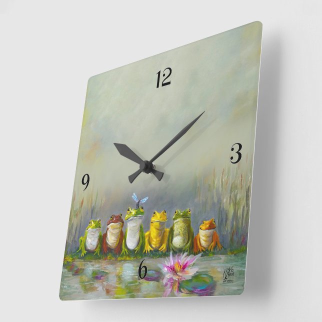 Ribbit Fluss Quadratische Wanduhr (Winkel)