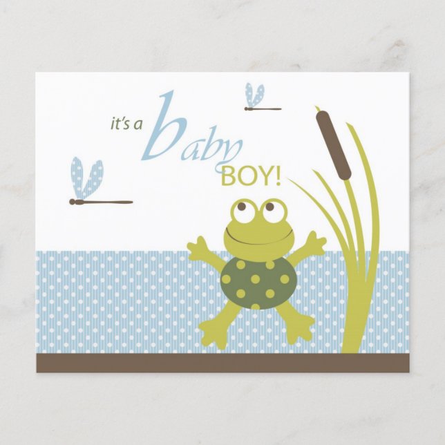 Ribbit Frog and Dragonfly Baby Shower Card (Vorderseite)