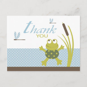 Ribbit Frog und Dragonfly Danke Postkarte