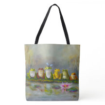 Ribbit River - Gemalte Tragetasche