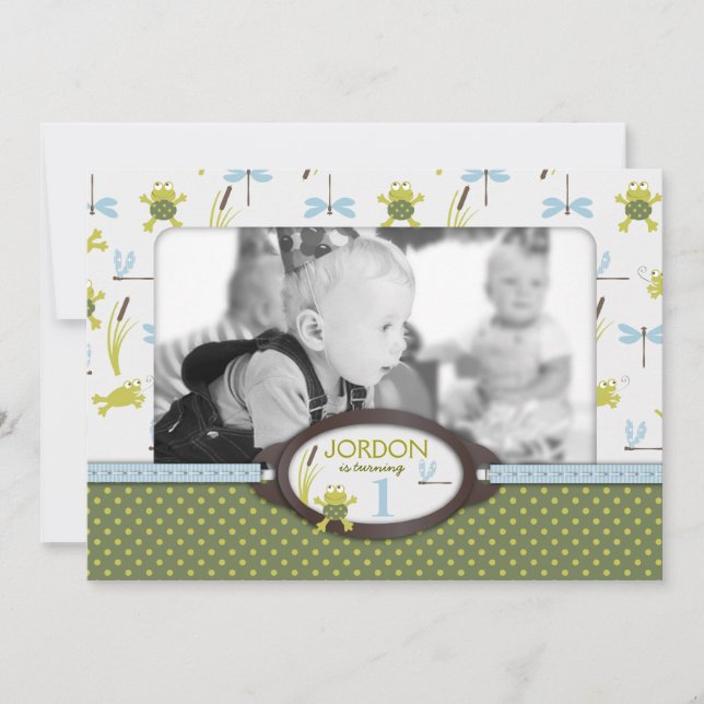Ribbit Swimming Frog Birthday Einladung A7-A (Vorderseite)