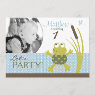 Ribbit Swimming Frog Birthday Einladung A7-C