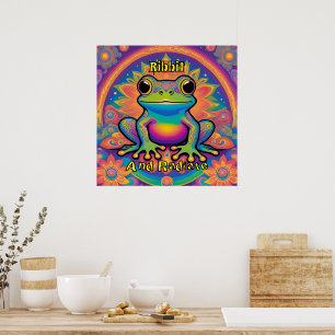 Ribbit und Radiate Boho Frog Groovy Vibes Poster