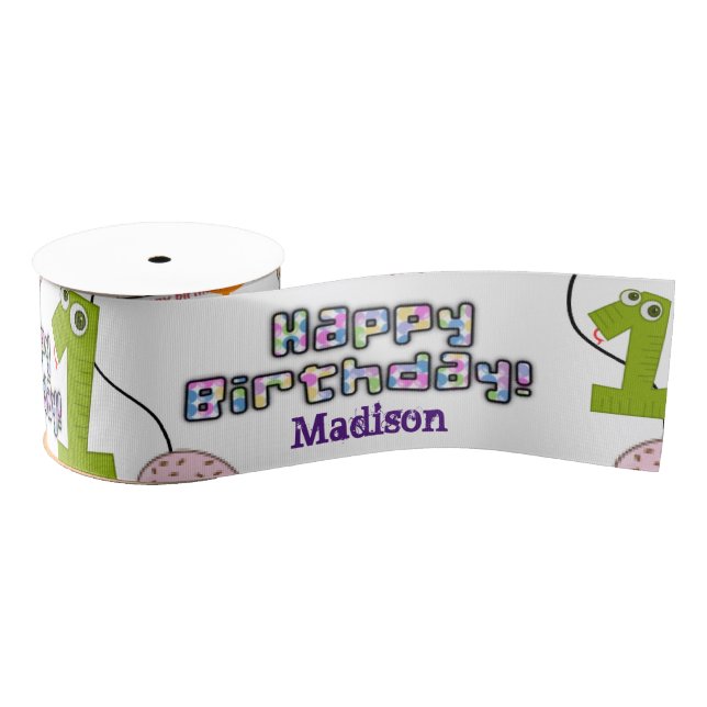 Ribbon, 1. Geburtstag, Ribbon, Happy Birthday Ripsband (Spule)