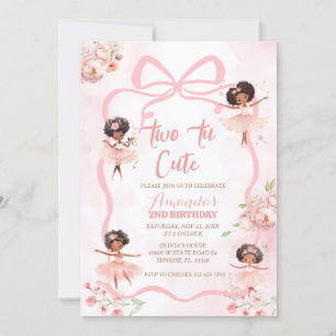 Ribbon African Ballerina Two Tu Niedliche Geburtst Einladung