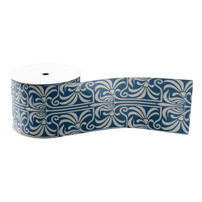 Ribbon - Art Deco Blue Vintag Ripsband (Spule)