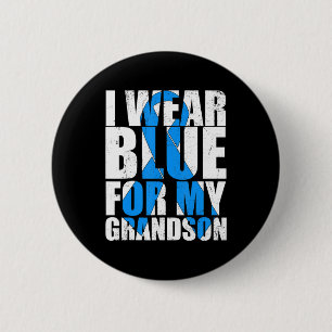 Ribbon Autismus ich trage Blau für meinen Enkel Au Button