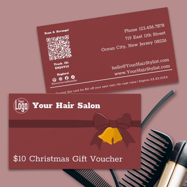 Ribbon Bells $10 Weihnachtsgutscheinkarte (Ribbon Bells $10 Christmas Gift Voucher Card)