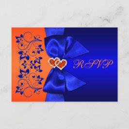 RIBBON Blau, Orangefarbene Blütenhochzeit RSVP Karte