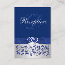RIBBON Blue, Silver Floral Enclosure Card