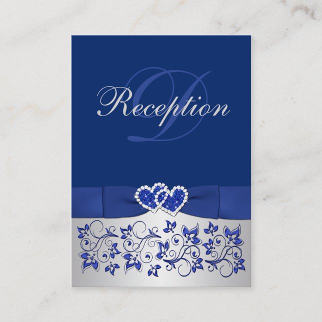 RIBBON Blue, Silver Floral Enclosure Card Begleitkarte (Vorderseite)