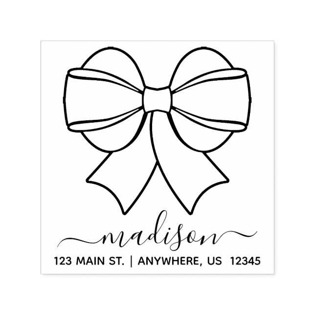 Ribbon Bow Address Self-Inking-Briefmarke Permastempel (Design)