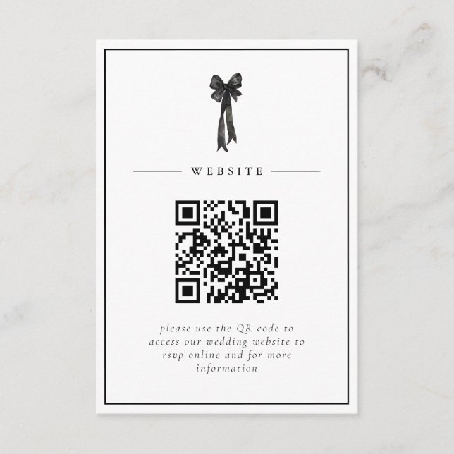 Ribbon Bow Elegance QR Code Wedding Begleitkarte (Vorderseite)