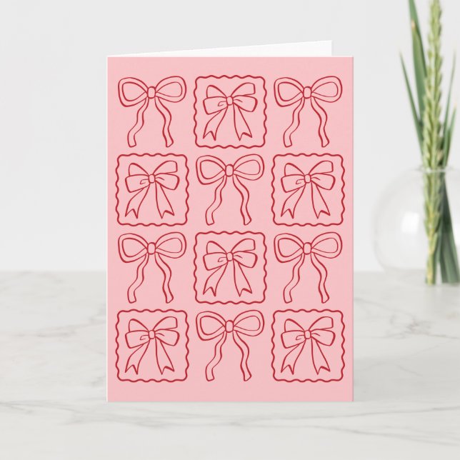 Ribbon Bow Pink Red Stationery Karte (Vorderseite)