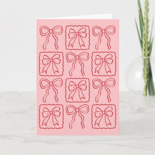 Ribbon Bow Pink Red Stationery Karte