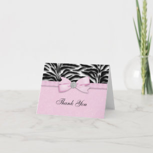Ribbon Bow Pink Zebra Danke Karten