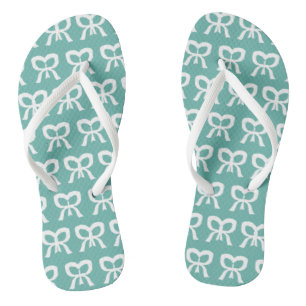 Ribbon Bow Turquoise Muster Frauen Flip Flops