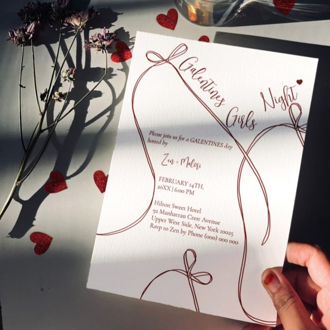 Ribbon Bows – Modern Galentine's girls night Einladung (Von Creator hochgeladen)