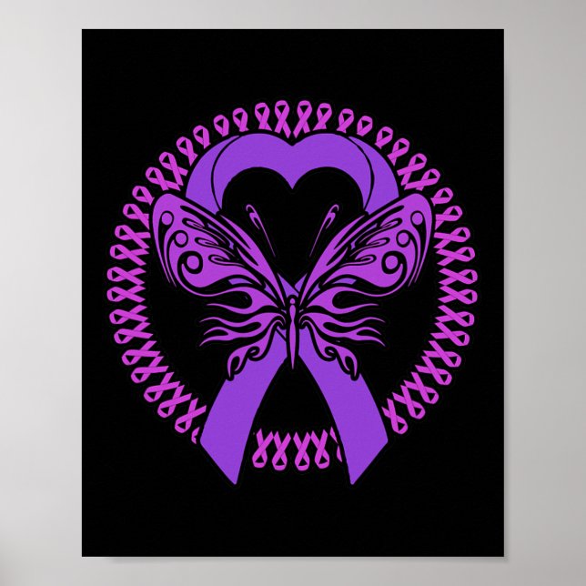 Ribbon Butterfly - Fibromyalgie Bewusstsein Poster (Vorne)