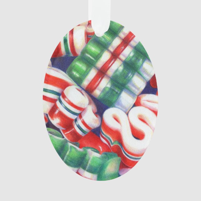 RIBBON CANDY Acrylic Oval Ornament (Vorderseite)