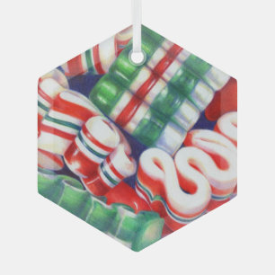 RIBBON CANDY Glas Hexagon Ornament