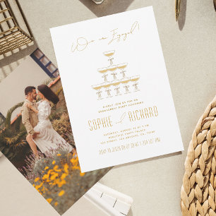 Ribbon Champagne Tower Fown Engagement Party Einladung