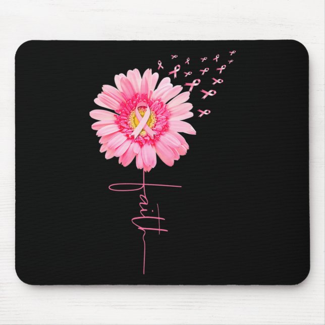Ribbon Daisy Faith - Brustkrebs-Bewusstseinsmonat Mousepad (Vorne)